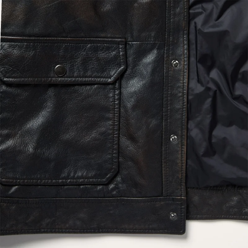 Snap Front Leather Jacket