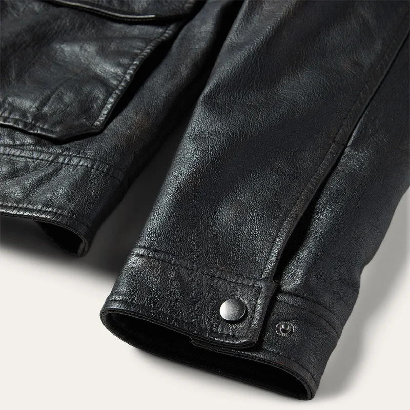 Snap Front Leather Jacket