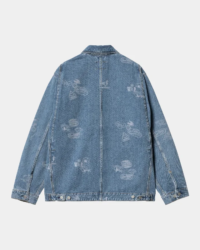 Stamp Print Jacket | Blue (bleached)