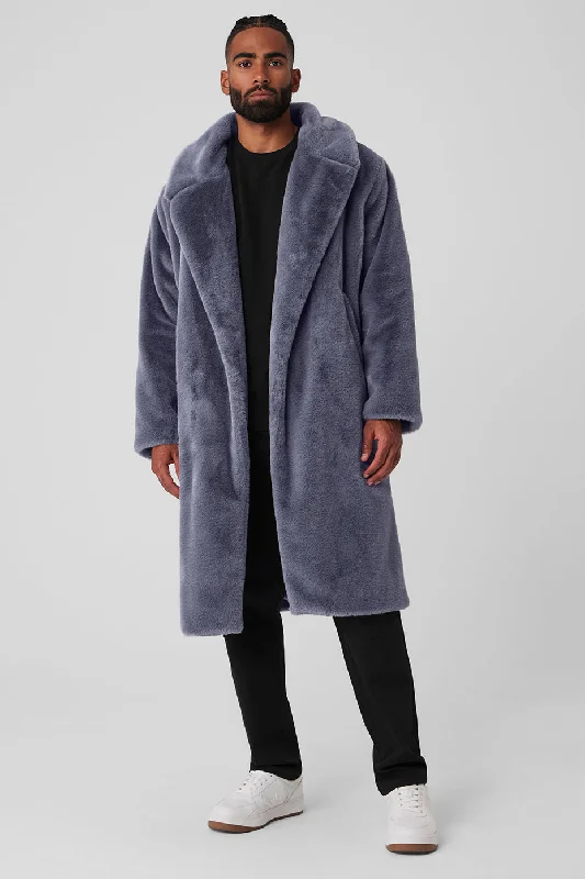 Oversized Faux Fur Trench - Fog