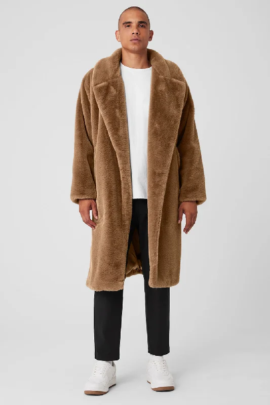 Oversized Faux Fur Trench - Toasted Almond