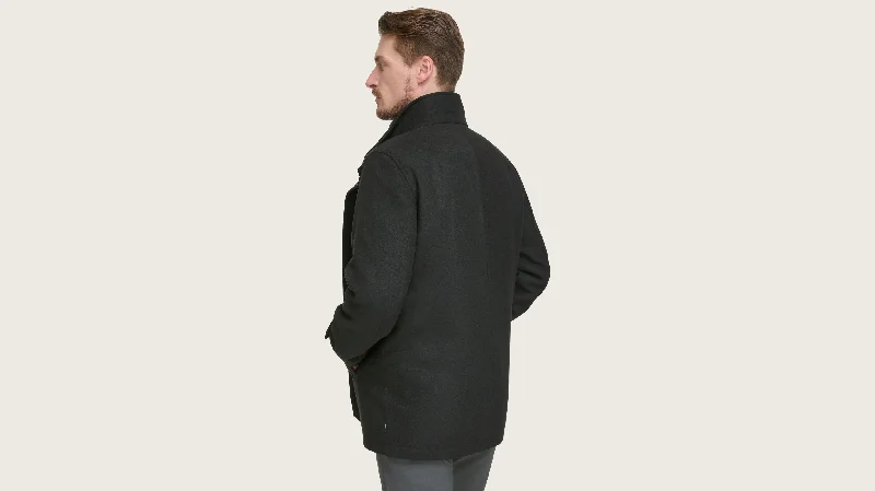 Wool Blend Walking Coat w/ Bib