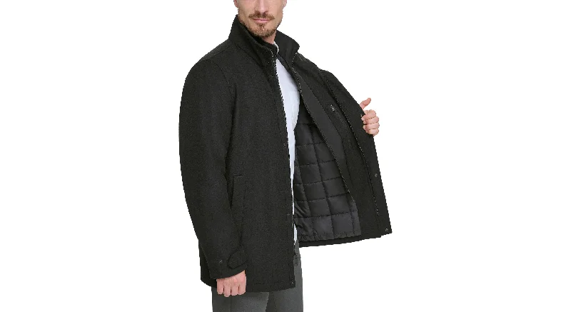 Wool Blend Walking Coat w/ Bib