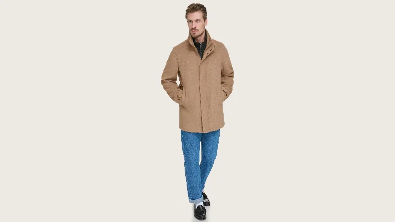 Wool Blend Walking Coat w/ Bib