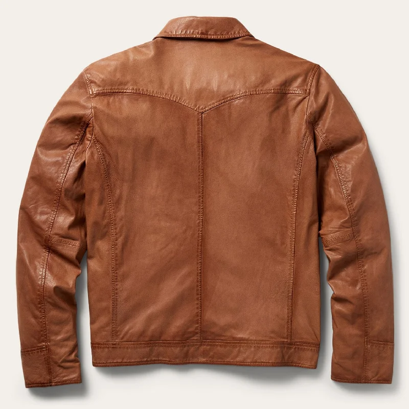 Zip-Front Lightweight Leather Jacket