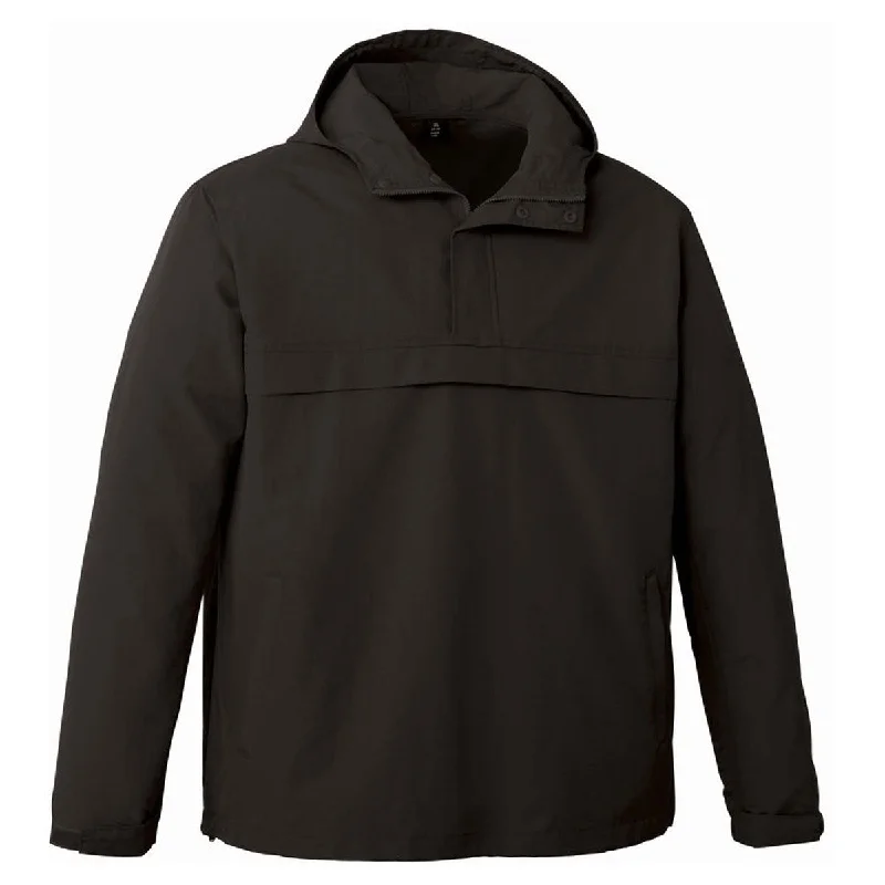 Landway Men's Black Anorak Hooded 1/2 Zip Windbreaker