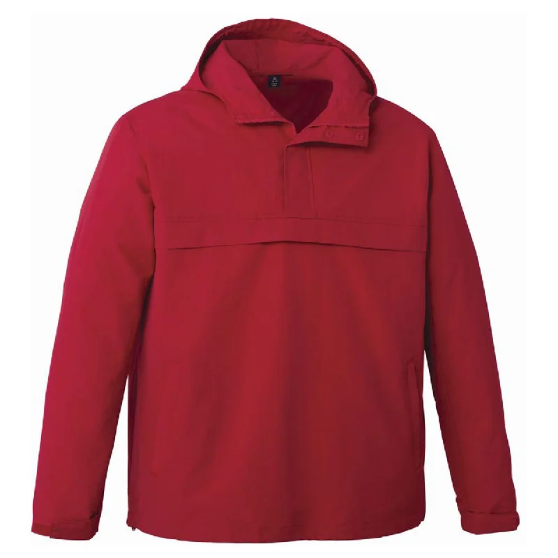 Landway Men's Red Anorak Hooded 1/2 Zip Windbreaker