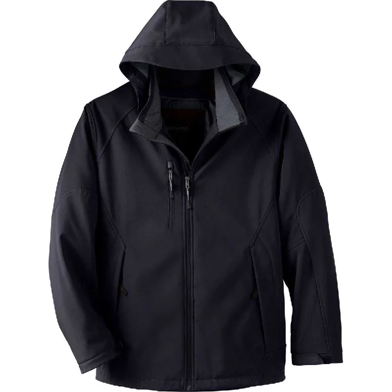 North End Men's Black Glacier Insulated Three-Layer Jacket with Detachable Hood