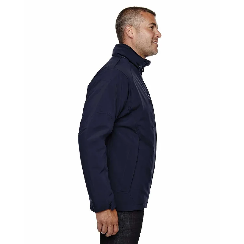 North End Men's Classic Navy Glacier Insulated Three-Layer Jacket with Detachable Hood