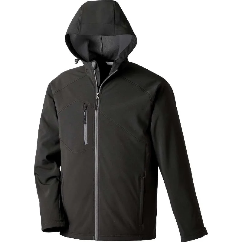 North End Men's Black Prospect Two-Layer Fleece Bonded Soft Shell Hooded Jacket