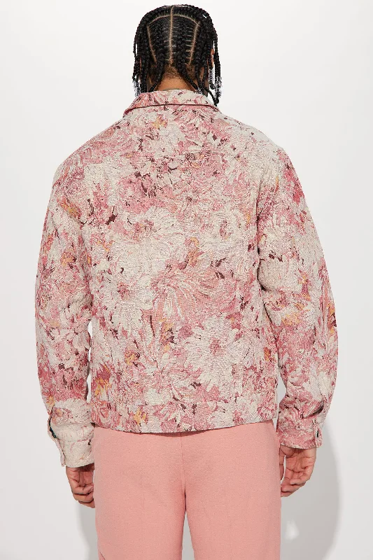 All You Need Is Tapestry Trucker Jacket - Pink/combo