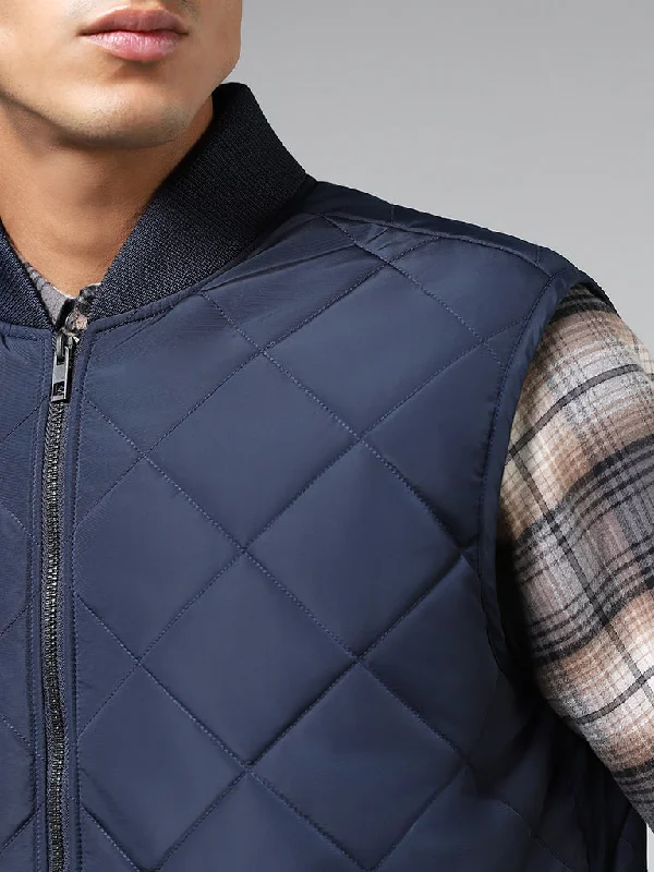 Ascot Navy Quilt Relaxed Fit Jacket