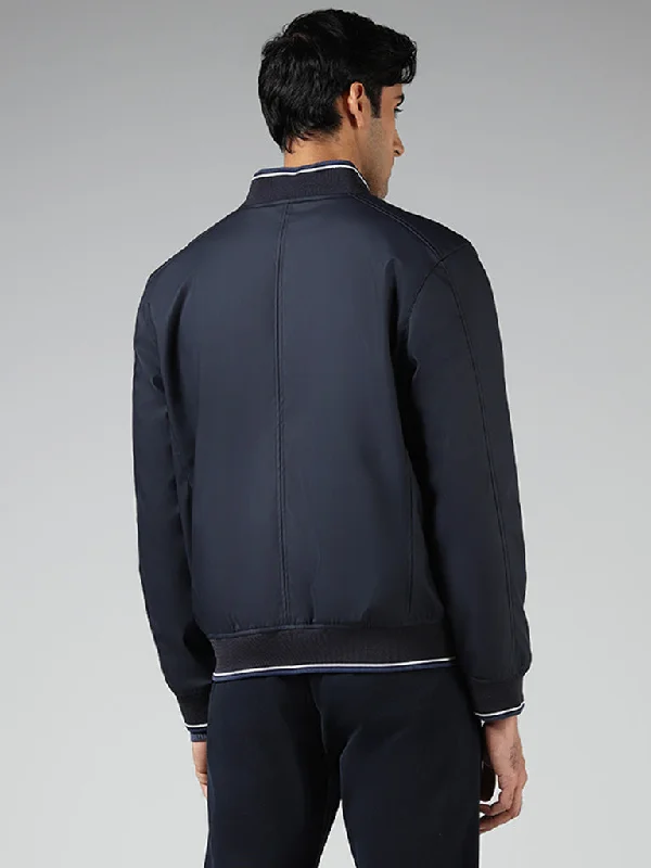 Ascot Solid Navy Relaxed-Fit Jacket