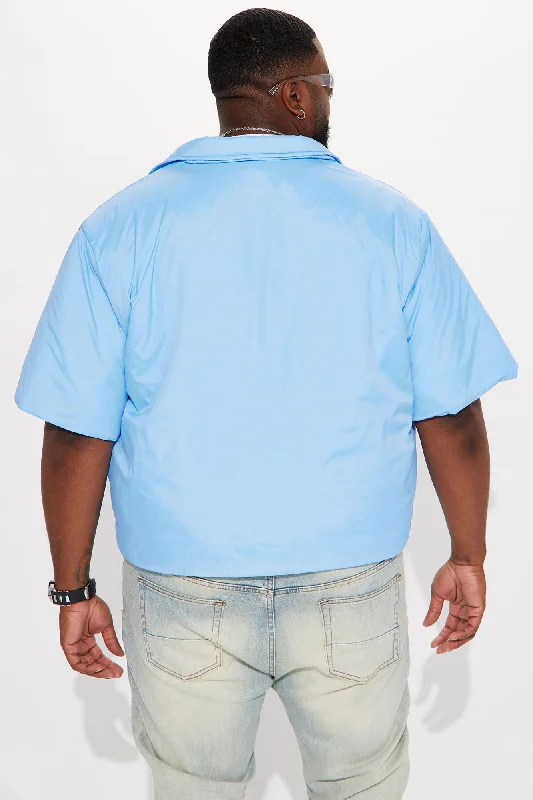 Aston Nylon Puffer Cropped Short Sleeve Shirt - Light Blue