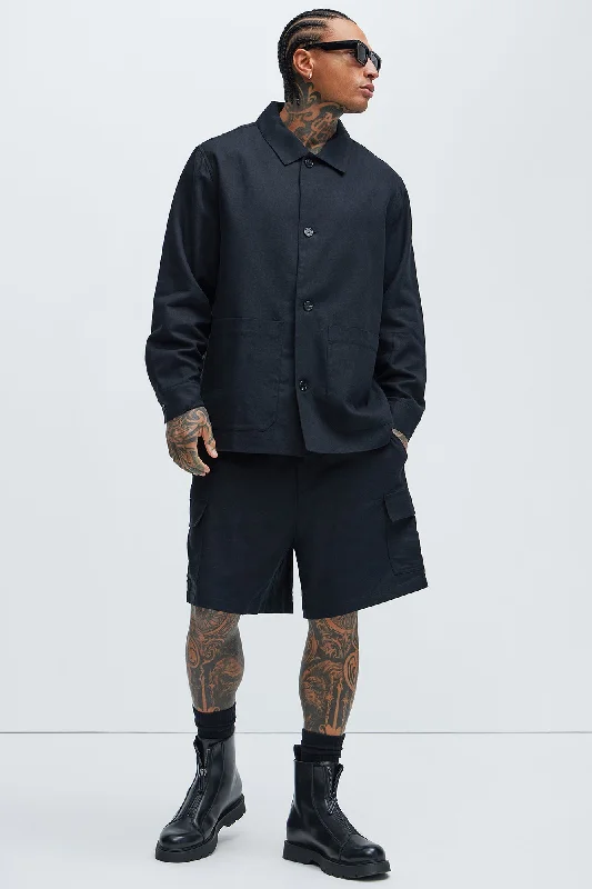 Bahamas Linen Chore Jacket - Black