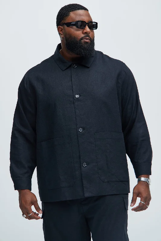 Bahamas Linen Chore Jacket - Black