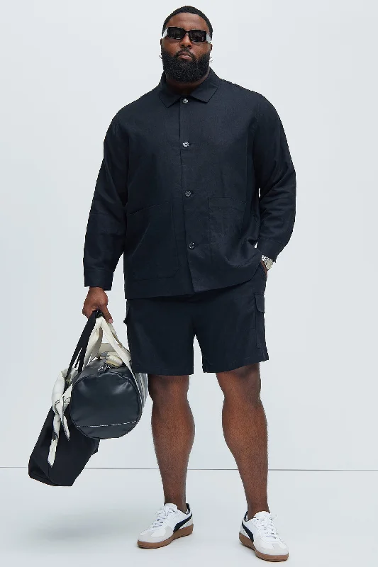 Bahamas Linen Chore Jacket - Black