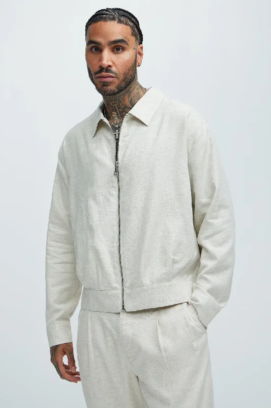 Bahamas Linen Zip Jacket - Oatmeal