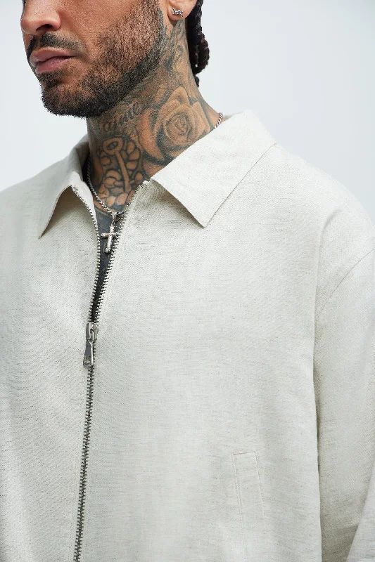 Bahamas Linen Zip Jacket - Oatmeal