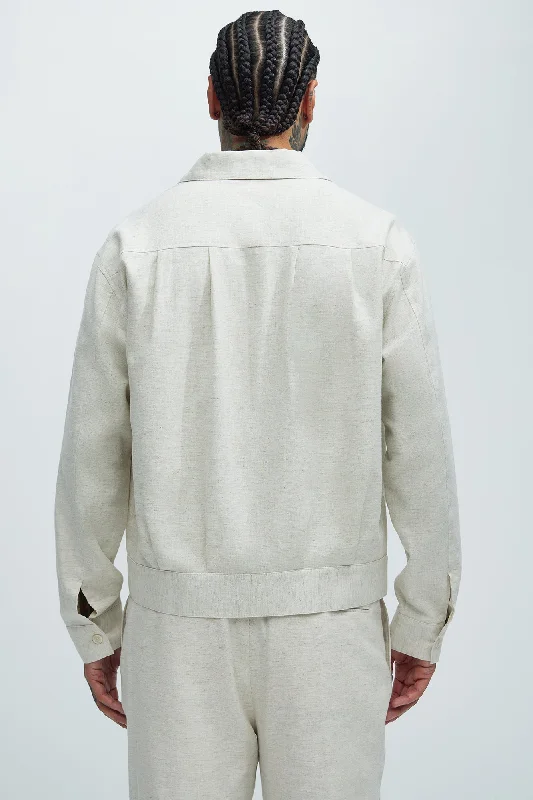 Bahamas Linen Zip Jacket - Oatmeal