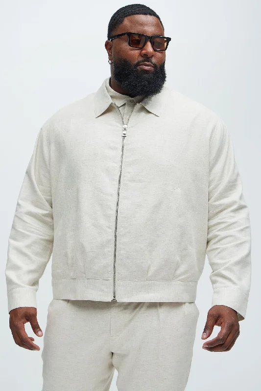 Bahamas Linen Zip Jacket - Oatmeal