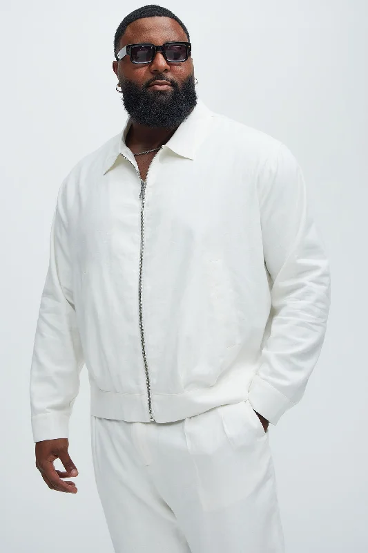 Bahamas Linen Zip Jacket - White