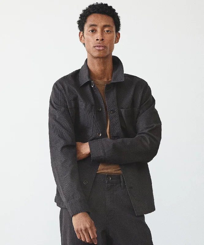 Bedford Corduroy Shop Shirt in Faded Black