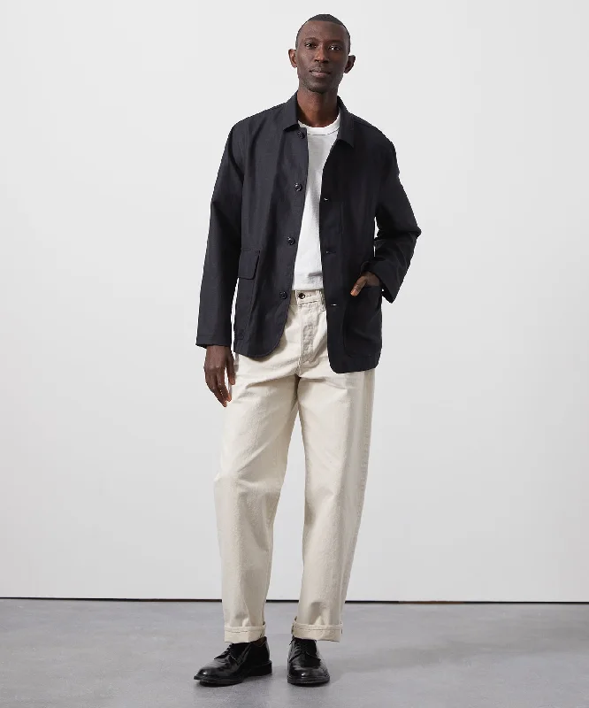 Wool Linen Walking Jacket in Black