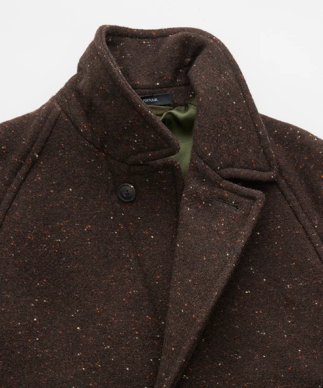 Italian Donegal Wool Balmacaan in Brown