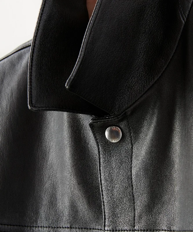 Italian Burnished Leather Dylan Jacket in Black