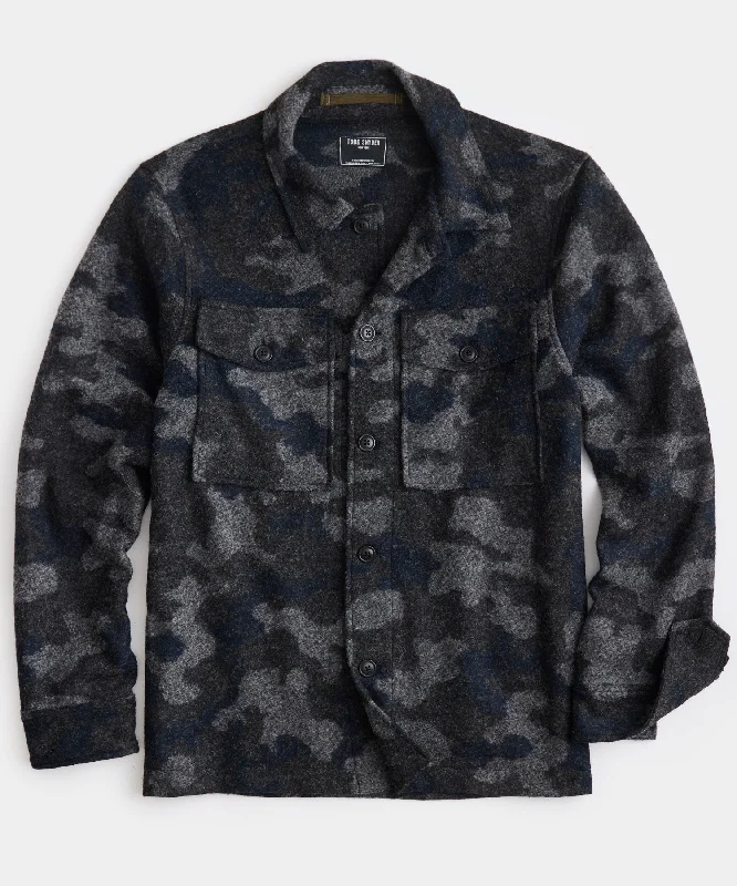 Camo Shirt Jacket in Gray Camo