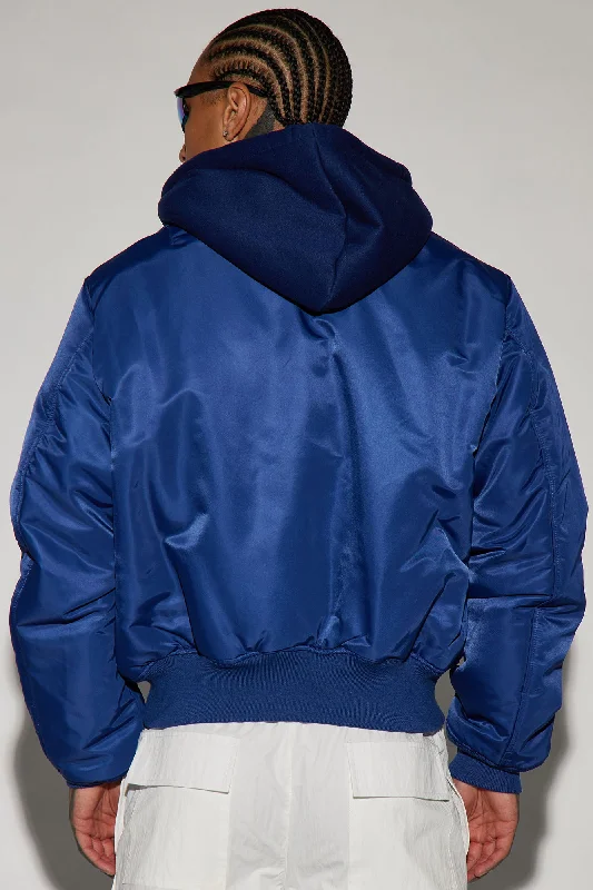 Can't Replace Nylon Hooded Bomber Jacket - Indigo