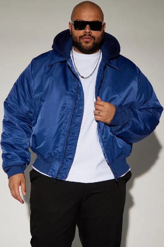 Can't Replace Nylon Hooded Bomber Jacket - Indigo