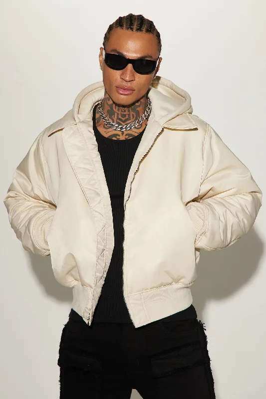 Can't Replace Nylon Hooded Bomber Jacket - Off White