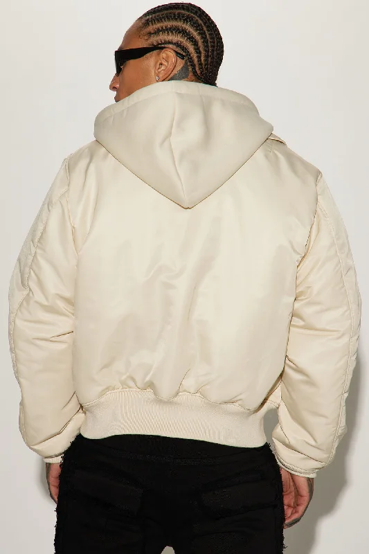 Can't Replace Nylon Hooded Bomber Jacket - Off White