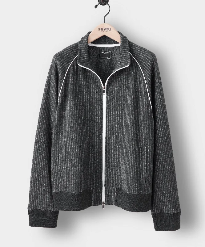 Chalk Stripe Track Jacket in Charcoal