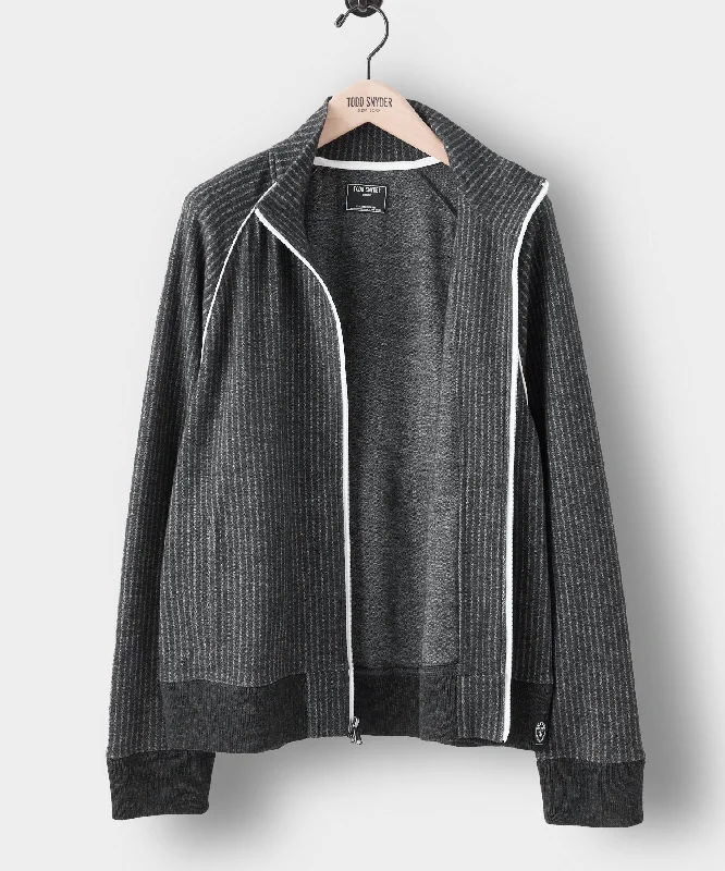 Chalk Stripe Track Jacket in Charcoal