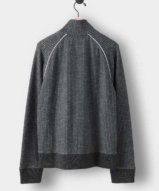 Chalk Stripe Track Jacket in Charcoal