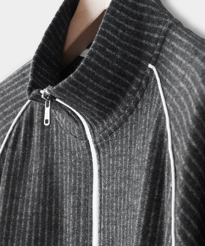 Chalk Stripe Track Jacket in Charcoal