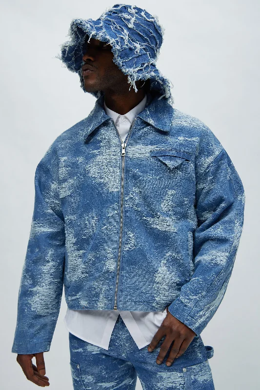 Cloud 9 Textured Cropped Jacket - Light Blue