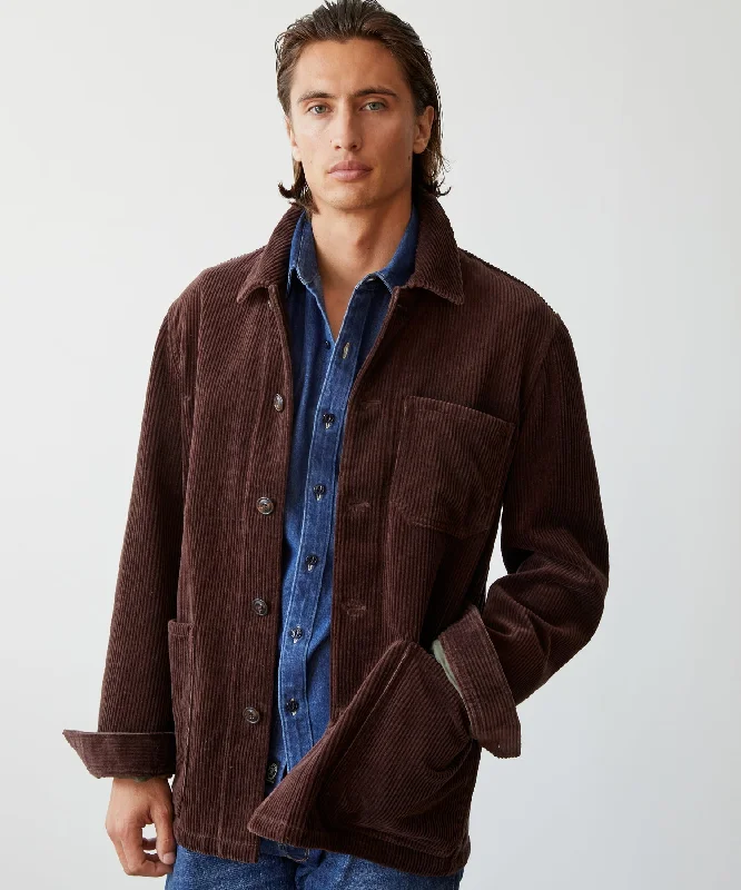 Italian Corduroy Chore Coat in Chocolate