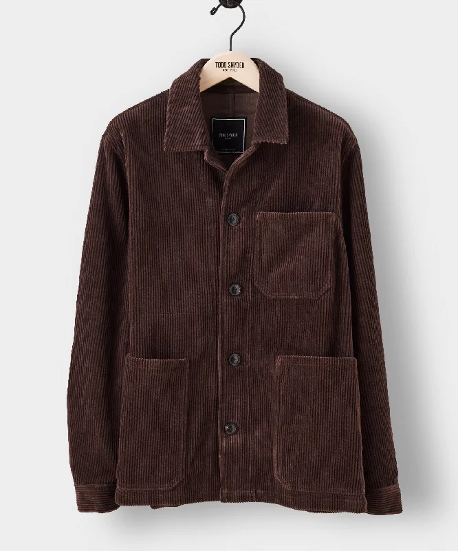 Italian Corduroy Chore Coat in Chocolate