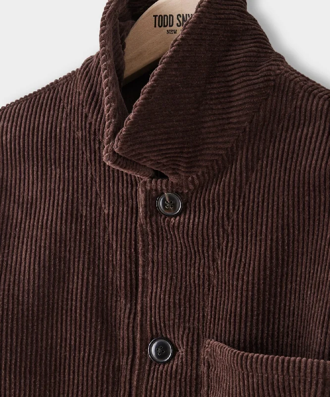 Italian Corduroy Chore Coat in Chocolate