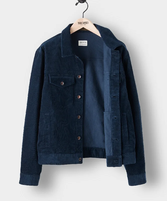 Italian Corduroy Dylan Jacket in Navy