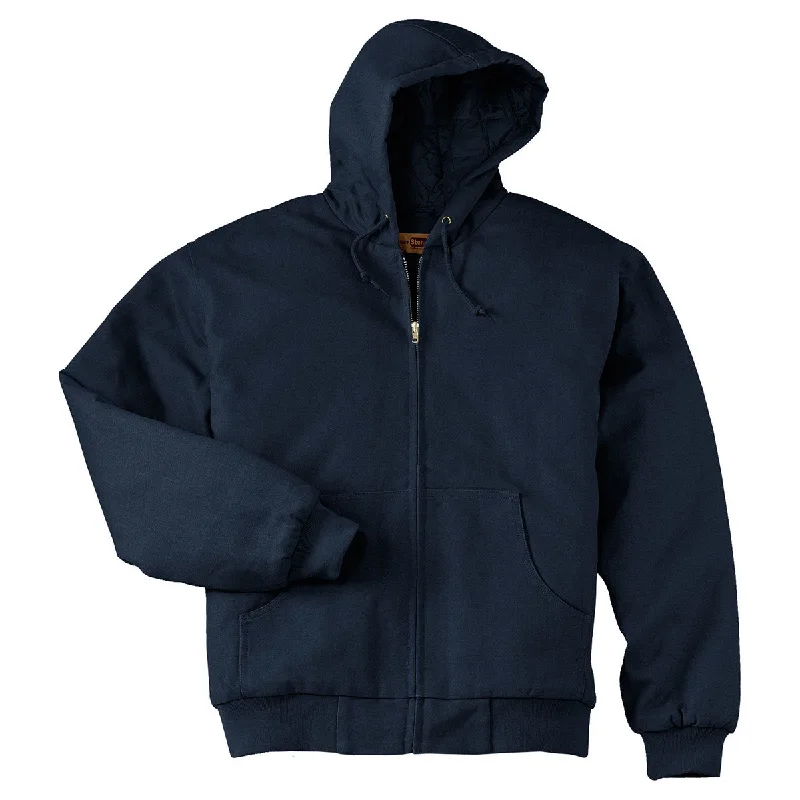 CornerStone Men's Navy Duck Cloth Hooded Work Jacket