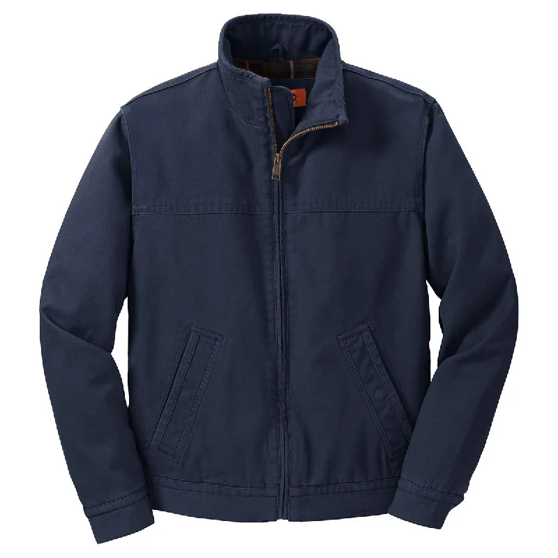 CornerStone Men's Navy Washed Duck Cloth Flannel-Lined Work Jacket