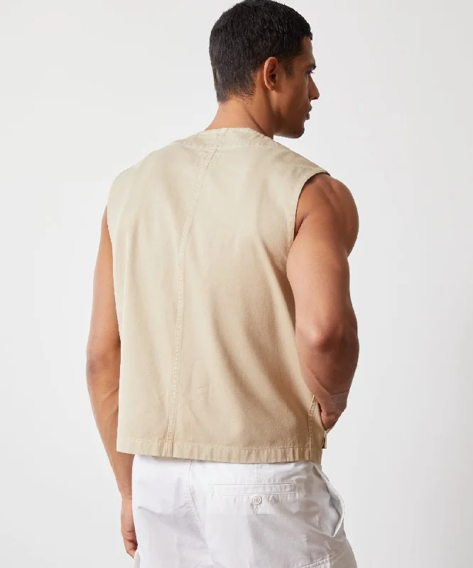 Cotton Utility Vest in Desert Beige