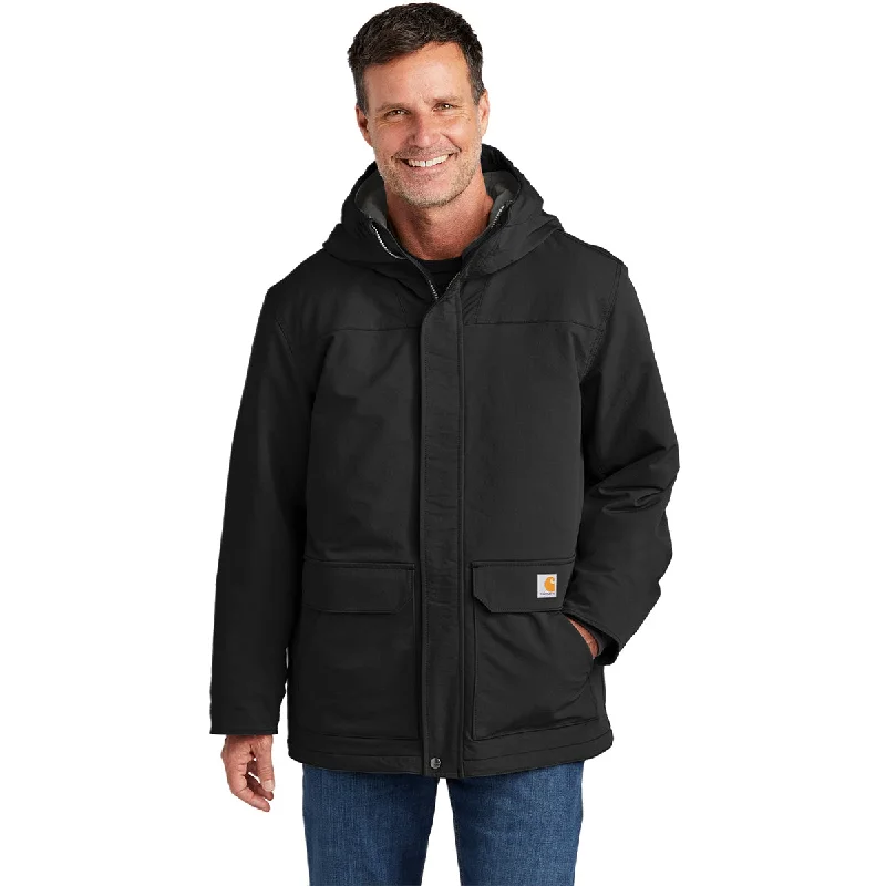 Carhartt Men's Black Super Dux Insulated Hooded Coat