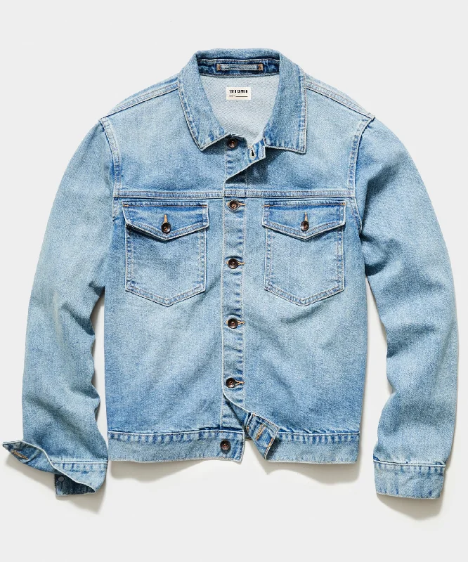 Stretch Denim Jacket in Faded Wash