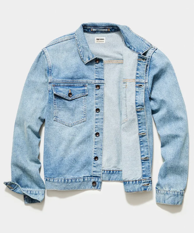 Stretch Denim Jacket in Faded Wash